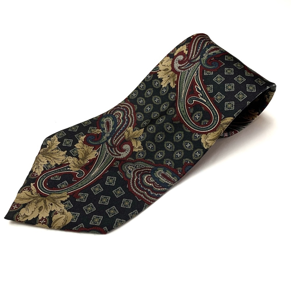 Don Loper 100% Italian Silk Black Multicolored Geometric & Paisley Neck Tie